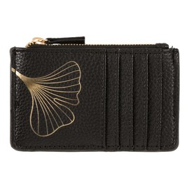DRAEGER Paris 1886 Unisex Adult Zipper, Ginkgo Gold Leaf, Black Card Holder, black