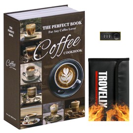 SEKAM Book Safe with Combination Lock, Hidden Safe (24 x 15 x 5.5 cm) with Fireproof Bag, Secret Diversion Safe, Hollow Book Box Hidden Storage, Money Safe Box for Cash (COFFEE)