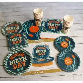 Party Creations Men's Hipster Birthday Paper Plates Cups Party Supplies Vintage Retro Decor