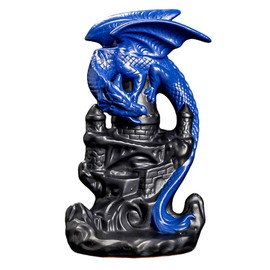 kiss me Dragon Incense Burner Incense Cones Waterfall Burner Backflow Incense Cones with 20 Pieces Free Incense Cones for Home Office Decoration Yoga Meditation Dragon Ornament (Blue)