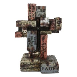 Ebros Gift Rustic Western Christian Holy Bible Scripture Inspirational Friendship Faith Hope Love Grace Desktop Cross Plaque Words of Encouragement Affirmation Decor Sculpture