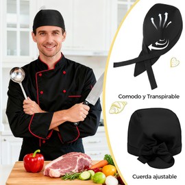 UOUOU 6 Piezas Cofias de Cocina, Gorros de Chef con Correa de Ajuste, Cofias de Cocina Unisex, Antiacete y Transpirables, Adecuado para Cocinas, Cafeterías, Bares, Restaurantes, Panaderías