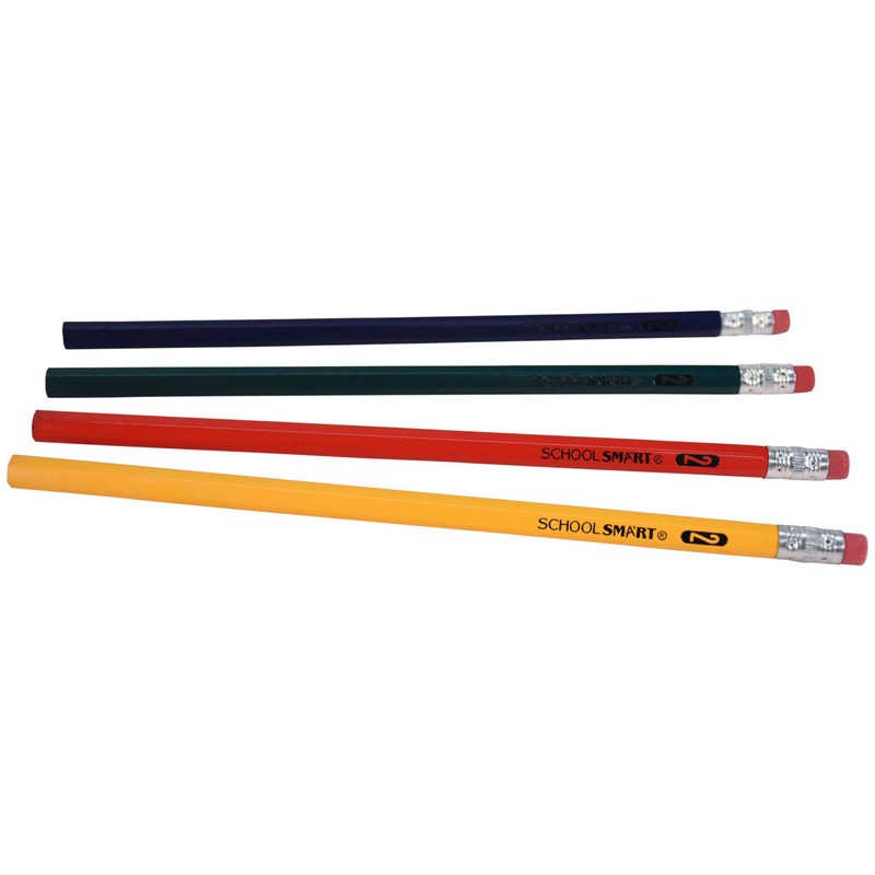 School Smart Traditional No 2 Pencils, Assorted Colors, Pack of
