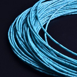 Asingeloo 2X4mm Natural Blue Stripe Turquoise Tube Stone Beads Cylinder Column Bar Semi Precious Gemstone Beads for Jewelry Making Strand 15 Inch Crystal Enery Healing Power