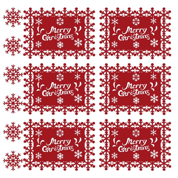 12 Pack Red Felt Christmas Placemats and Coasters Set -