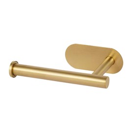 Gold Brushed Brass Toilet Roll Holder, Wall Mounted Toilet Roll Stand, No Drilling Holes Suction Toilet Roll Holder, Roller Frame Support for Tissue Placement(Gold)