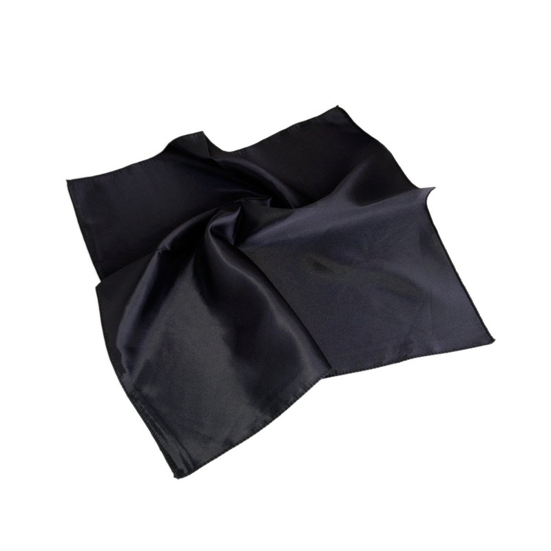TrendsBlue Elegant Silk Feel Solid Color Satin Square Scarf, Black