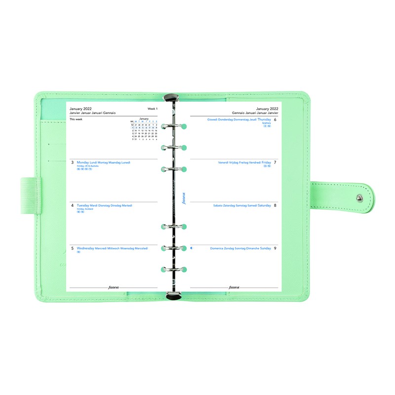Filofax Saffiano Organizer, Personal Compact Size, Neo Mint - Cross-Grain,