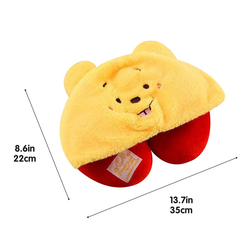 Cute Teddy Bear Pooh Travel Neck Pillow with Hoodie Hood