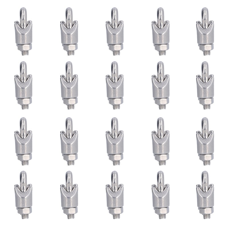 20Pcs Stainless Steel Wire Rope Clamp Hardware Rigging Cable Clip