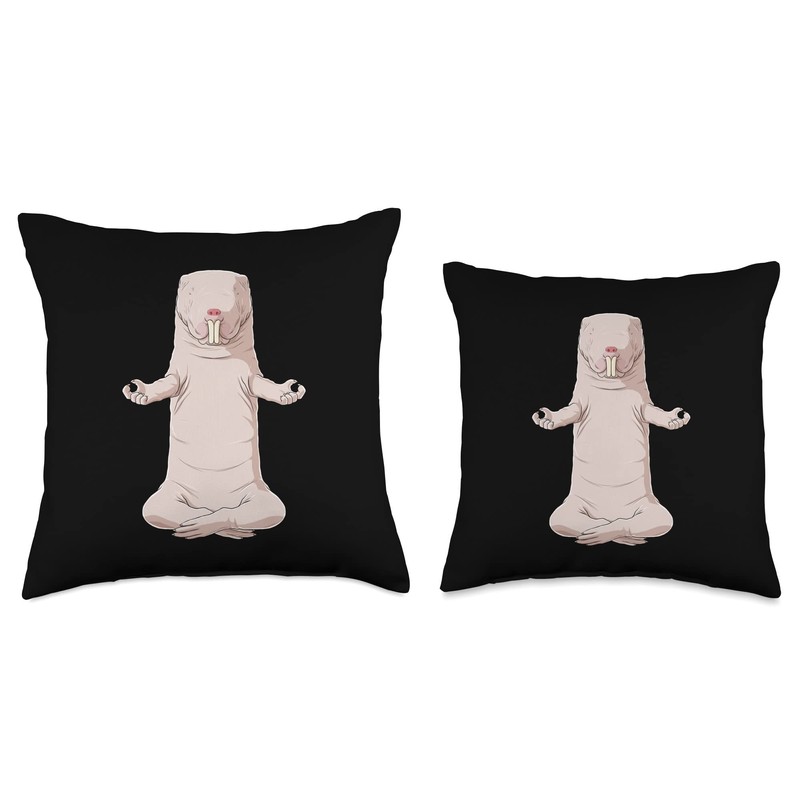 Funny Yoga Animal Naked Mole Rat Throw Pillow