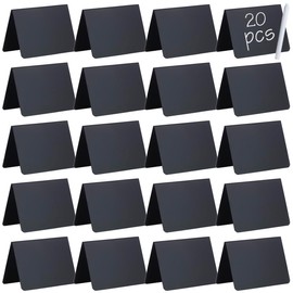 SUMERBOX 20 Pack Mini Chalkboard Signs, 4"x3" Small Chalkboard Signs for Food Buffet Party, Tabletop Chalkboard Signs Food Labels for Wedding Bakery Buffet, Easy to Write and Wipe Off