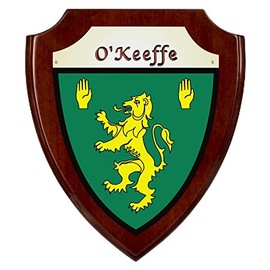 O'Keeffe Irish Coat of Arms Shield Plaque - Rosewood Finish