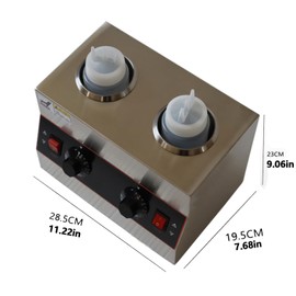 WYDDDARY 2 Pot Electric Sauce Warmer with Two 650ml Bottles Electric Food Sauce Warmer Dispenser Chocolate Cheese Sauce Heater Adjustable Temperature 86-185℉/30-85℃ 110V
