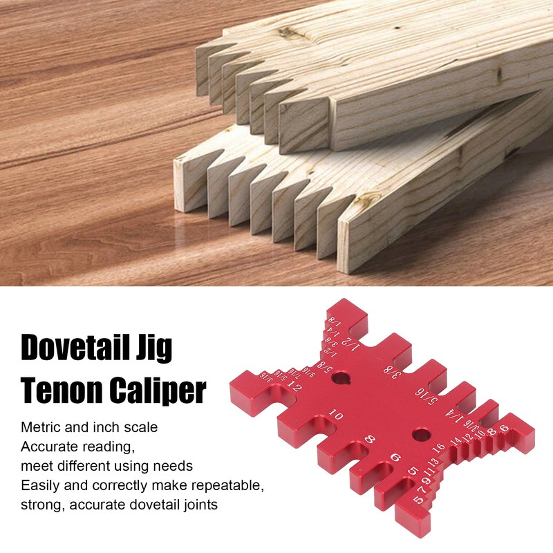 Dovetail Jig Tenon Caliper Aluminum Metric Imperial Scale Card Measuring