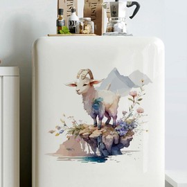 Lovely Cute Watercolor Goat Wall Stickers Decals, Farm Animals Decor Vinyl Waterproof Peel Removable Self-Adhesive Murals for Nursery Kids Baby Bedroom Bathroom Toilet Playroom Furniture Classroom