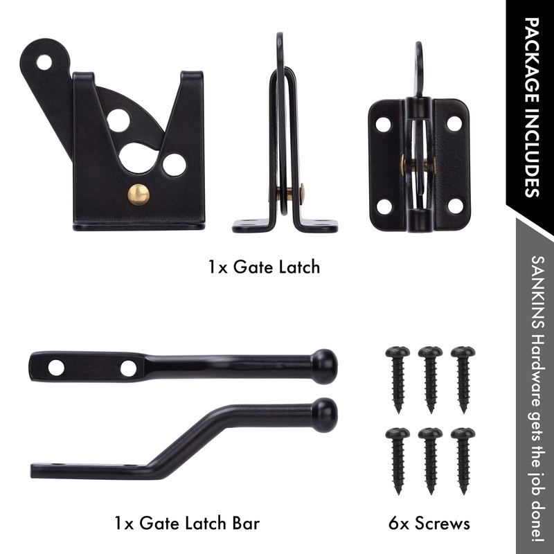 SANKINS Self Locking Gate Latch Automatic Gravity Lever for Wood