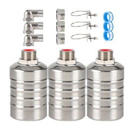 3PCS Water Float Valve,1/2" to 3/4'' Float Valve for Water Tank, 304 Stainless Steel Automatic Water Level Control Float Valve for Water Tank,Pool,Livestock Troughs,Distille (3 Pack)