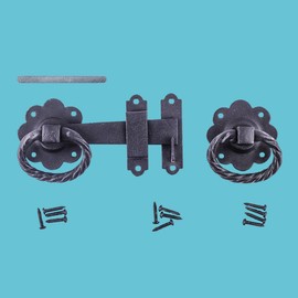 Renovator's Supply 6" Wrought Iron Gate Latch Lock Floral Pattern Antique Catch Hardware Included