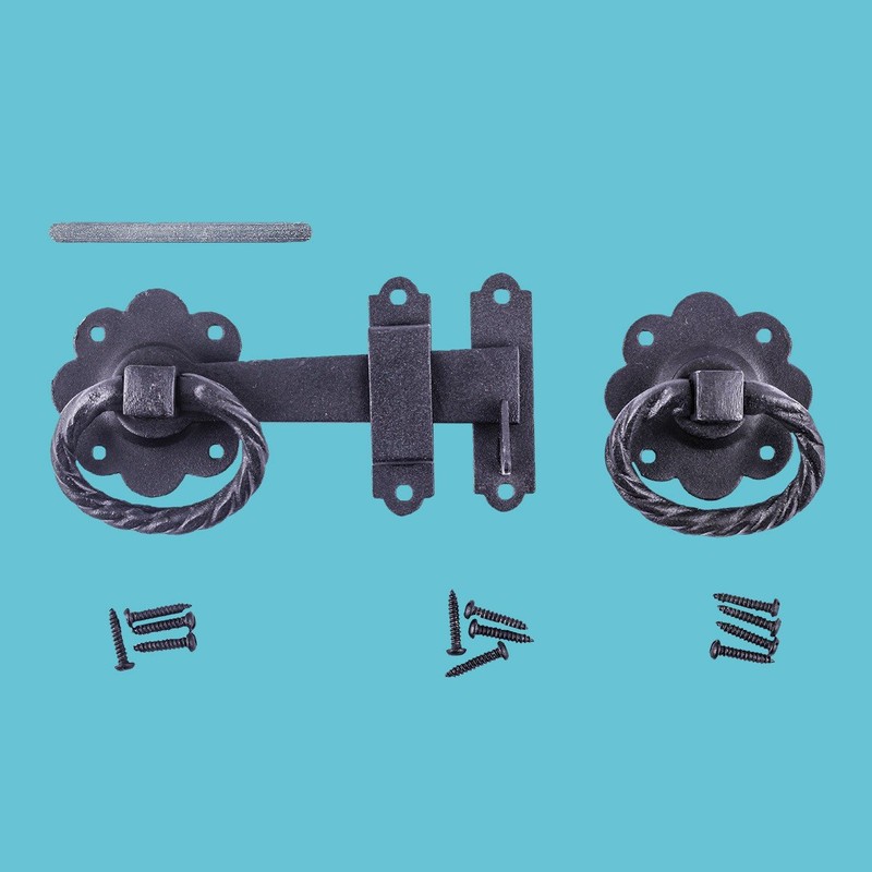 Renovator's Supply 6" Wrought Iron Gate Latch Lock Floral Pattern