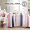 DJY Striped King Size Quilt Set, Pink Boho Bedspread Coverlet