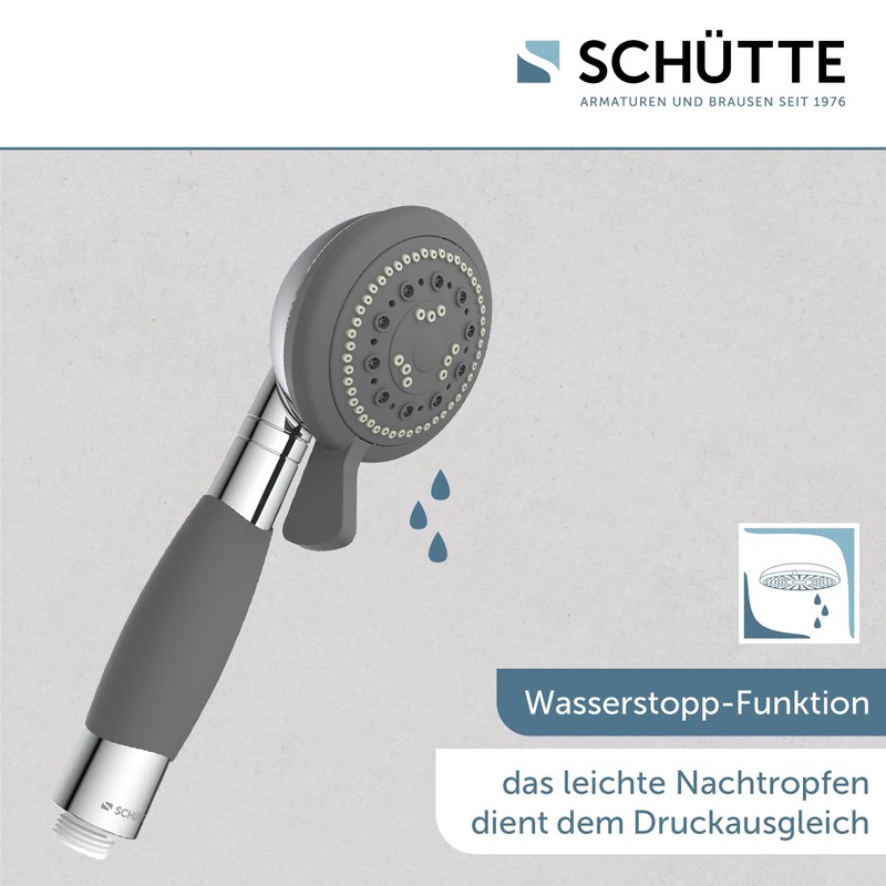 SCHÜTTE Vital Hand Shower with Non-Slip Handle, Shower Head with