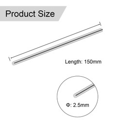 iMeistek 304 Stainless Steel Rods, 150mm Length Diameter 2.5mm Stainless Steel Solid Shaft Lathe Bar Stock for Gardening Decoration,Industry Machinery, DIY Crafts（3PCS ）