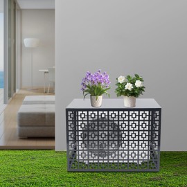 3P Air Conditioner Fence, A/C Conditioning Units Freestanding Privacy Screen Fence Panels 43.31 x 21.65 x 31.5 Inch Metal Privacy Fence Cover for Outside Trash Can Fence, Pool Equipment Fence (Grey)