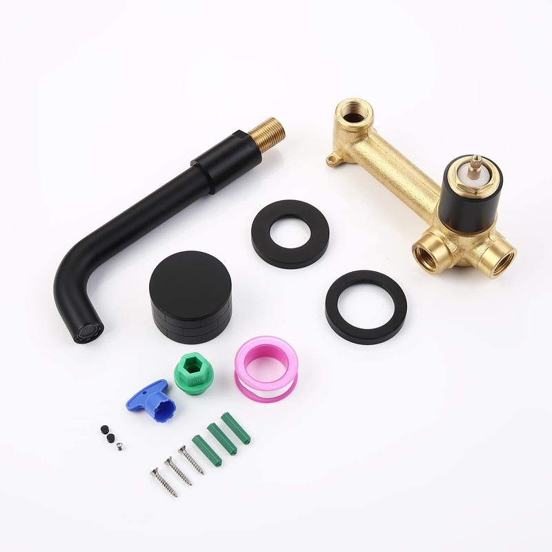 TRUSTMI Brass Bathroom Faucet Brick-Pattern Single Handle Wall Mount Vessel