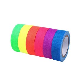 SHSHANLC Gaffer Tape, Fluorescent Tape, Color Tape, Glow in the Dark Tape, 6 Colors, Set 0.6 in x 16.4 ft (15 mm x 5 m), UV Glowing Cloth Tape, Strong Neon Tape, Luminous Sealing Tape, Line Tape