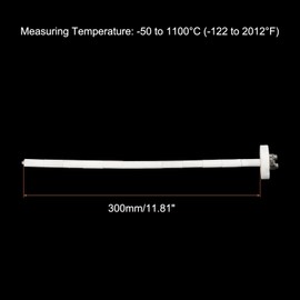 sourcing map K Type Ceramic Kiln Furnace Probe Thermocouple Sensor for Muffle Furnace Oven, High Temperature -50 to 1100°C(-122 to 2012°F) 3.2x300mm