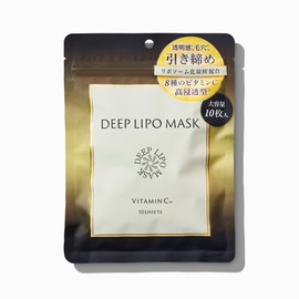 DEEP LIPO Vitamin C Face Mask, 10 Pieces, Pores, Dullness, Transparent, Vitamin C Derivative, Ceramide, Liposome, Hyaluronic Acid