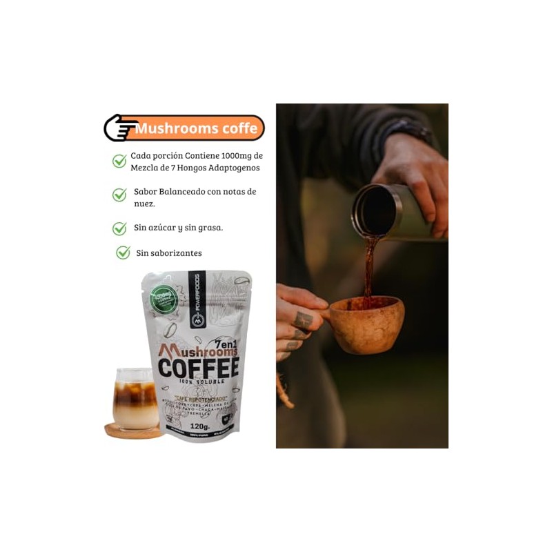 Mushrooms Coffee 7 en 1 Caf Soluble con 7 Hongos