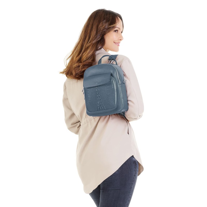 Cluty 021329 Women's Genuine Leather Backpack, Made in Italy, Smartphone