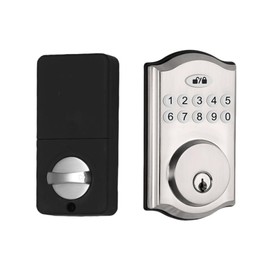 3BirdsTech Keyless Entry Door Lock, Keypad Door Lock, Smart Deadbolts for Entry Door Waterproof with Virtual Password Mechanical Key Access Emergency Charging Port - Silver