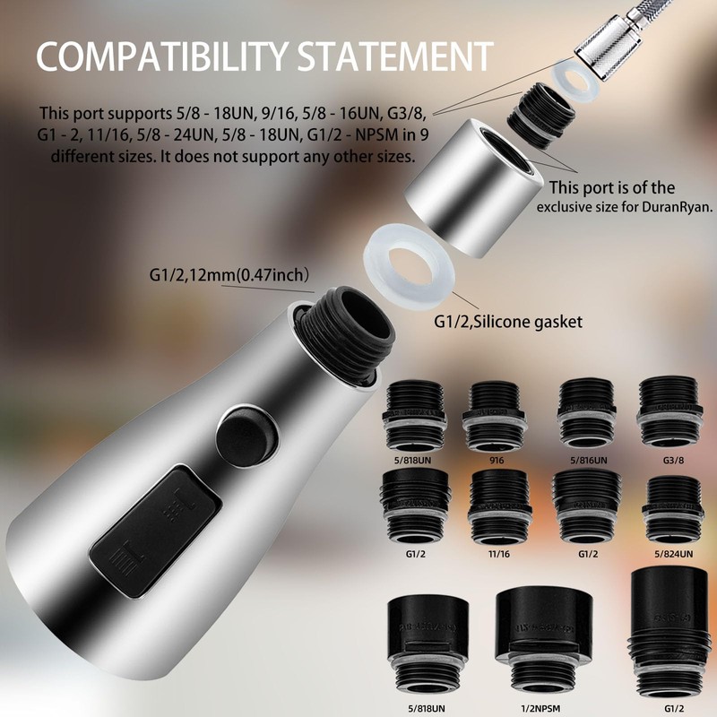 12 Pull Down Kitchen Faucet Head Adapter Kits,Multiple Sink Spray