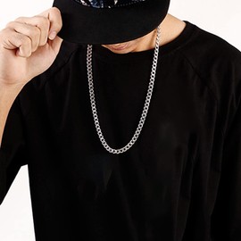 Fahonie Cuban Chain Necklace 316L Stainless Steel Curb Link Chain for Women Men 3/4/5/6/7/10mm Width,18/20/22/24/26/28 inch Length, 18 Inches Length, No Gemstone