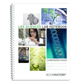 BookFactory Carbonless Life Sciences Lab Notebook - 100 Sets of Pages (8.5" X 11") (Duplicator) - Scientific Grid Pages, Translucent Cover, Wire-O Binding (LAB-100-7GW-D (Life Sciences))