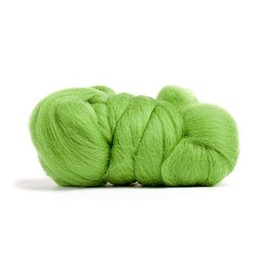 Merino Wool Roving, Premium Combed Top, Color Kiwi Green, 21.5 Micron, Perfect for Felting Projects, 100% Pure Wool, Made in The UK