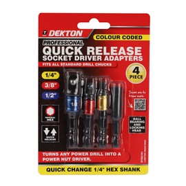 Dekton 4PC Impact Socket Adaptors – Durable Tool Set for Converting Socket Sizes | Compatible with Impact Wrenches and Ratchets | Chrome Vanadium Steel for Strength and Longevity