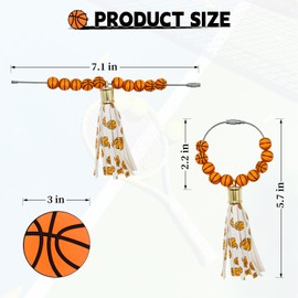 HMGES 2 Pcs Basketball Beaded Charms with Tassels for Bogg Bags – Sporty Beach Bag Accessories, Compatible with Simply Southern & Other Rubber Beach Bags
