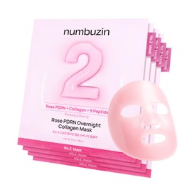 numbuzin No.2 Overnight Face Mask | Rose PDRN Overnight Collagen Mask | Korean Glass Skin Essential | Elasticity, Hydrating, Firming, Enlarged Pores | Collagen, Peptides, PDRN | 37g, 4ea