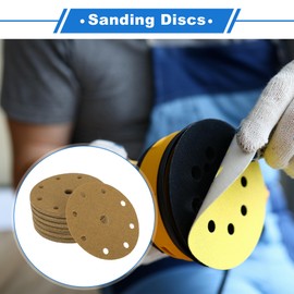 VekAuto 50 Stk. Schleifscheiben, 6" 9 Loch 60 Körnung Universal für Metall, Holz, Automobilreparatur Haltbarkeit Aluminiumoxid-Papierbasis Gelb