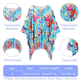 IWTBNOA Hippie Costume Women's Set with Hippie Accessories, Hippie Poncho, 60s 70s Clothing Women, Clothing Disco Outfit, Schlager Outfit Women for Theme Party, Cosplay, Carnival, Fancy Dress