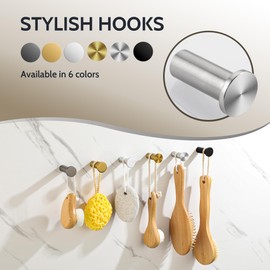 SAYAYO 4PCS Coat Hooks Wall Mounted SUS304 Stainless Steel Door Hooks for Hanging Towels Wall Hooks for Bathroom Heavy Duty, Brushed Nickel, EGOY001Y-LS-4P