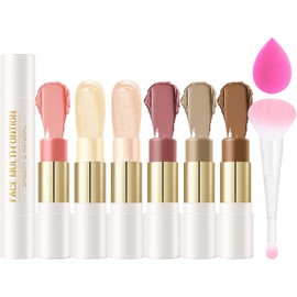 Set De 6 Barras De Contorno En Crema De Colores, Bronceador En Crema De Doble Punta, Iluminador En Barra, Rubor En Barra, Kit Profesional De Maquillaje Iluminador Y Contorno, Fácil De
