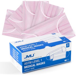 JMU 50pcs Disposable Face Masks Pink, 3-ply Protection Medical Masks, ASTM Level 1