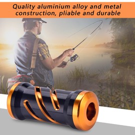 knob, Fishing Reel Handle Fishing Reel Crank Metal Power Knob Handle Reel Replacement Parts with Fittings for Spinning Reels (Black & Gold)