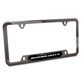 iPick Image Made for Ford Super-Duty Black Insert Gunmetal Chrome Stainless Steel License Plate Frame