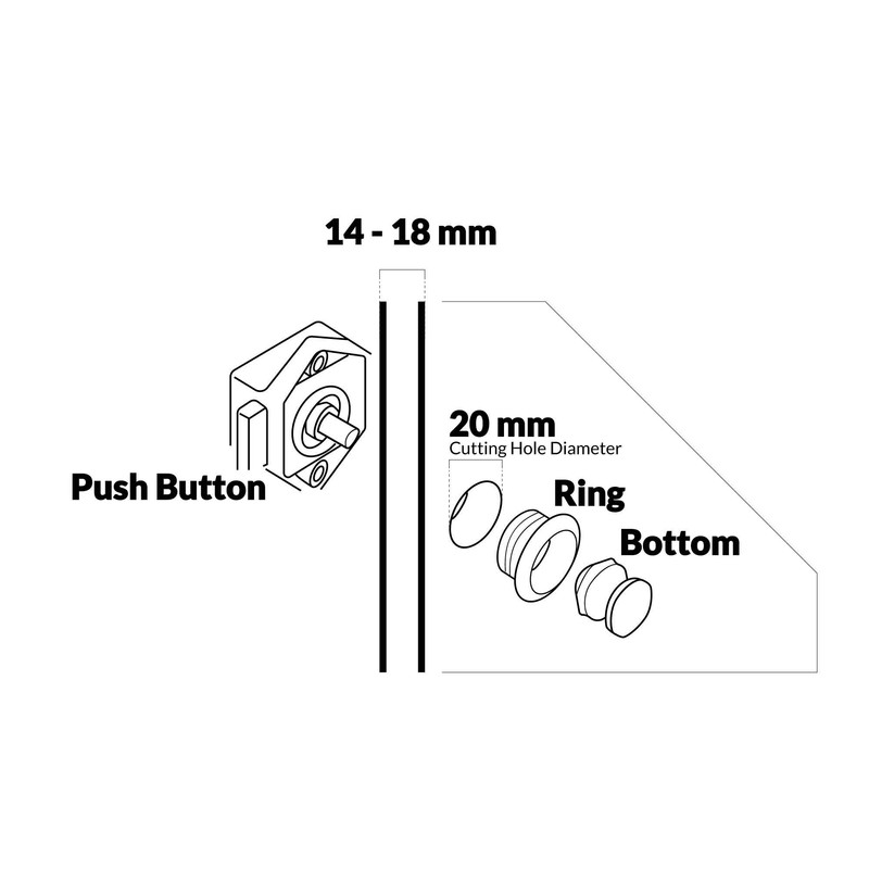 Five Oceans FO91 Polished Brass Keyless Push Button Latch